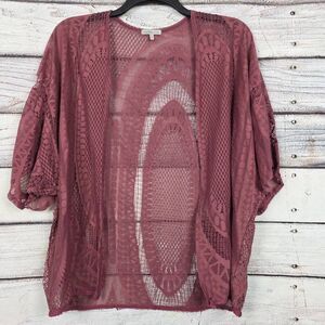 Charlotte Russe Lace Kimono Cardigan Mauve Open Front Size L